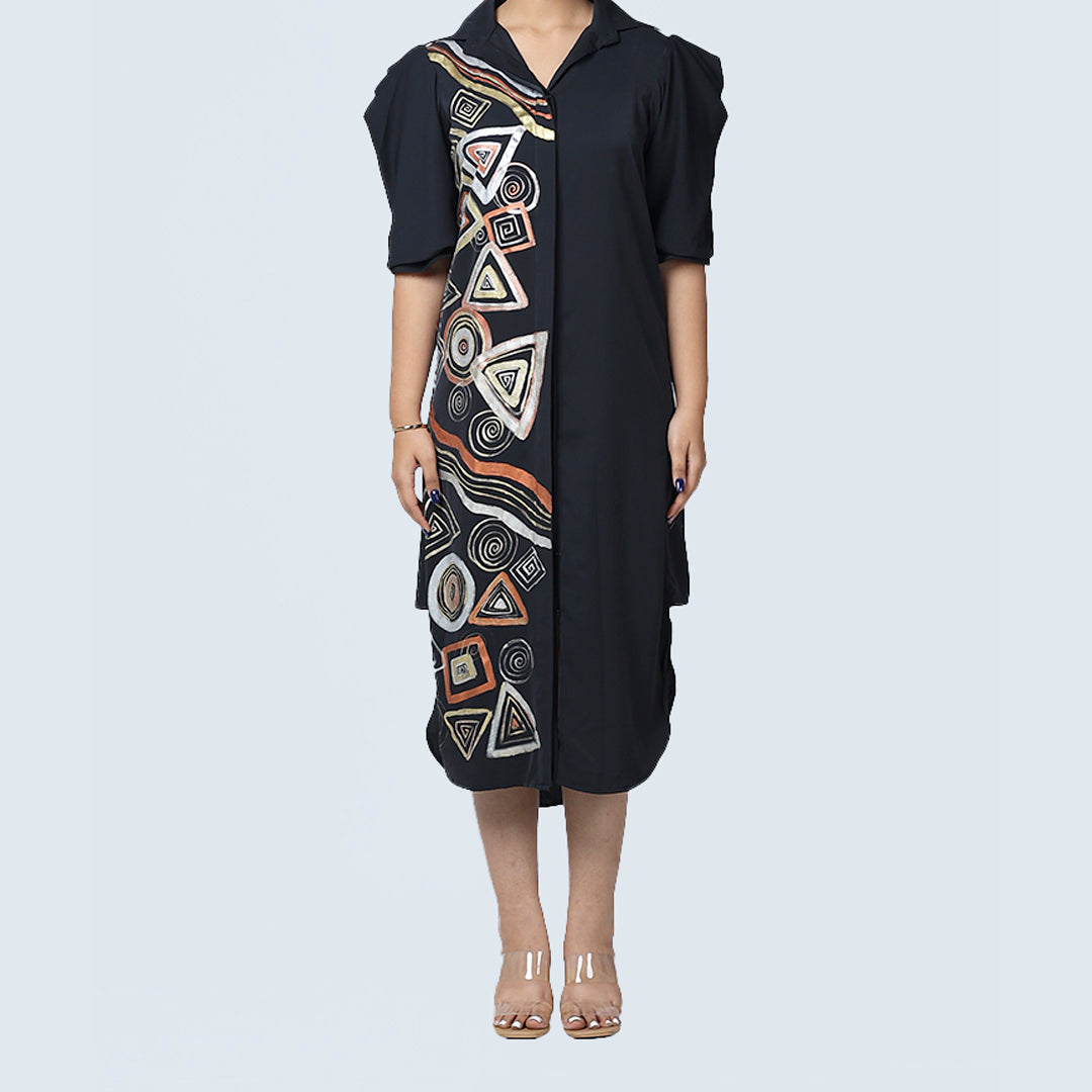 Metallic Cowl Dress in Armani Satin