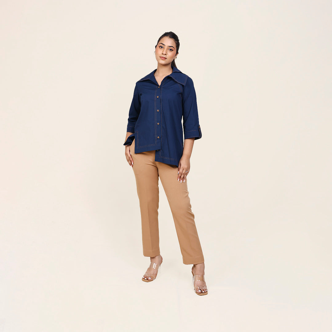 Teal Blue High-Low Shirt – Anchor Embroidery