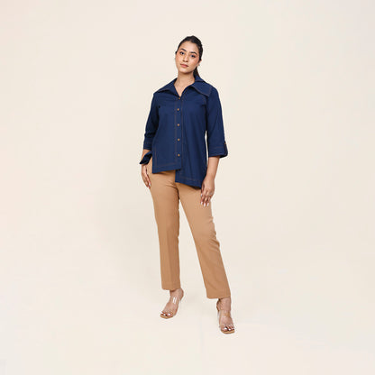 Teal Blue High-Low Shirt – Anchor Embroidery