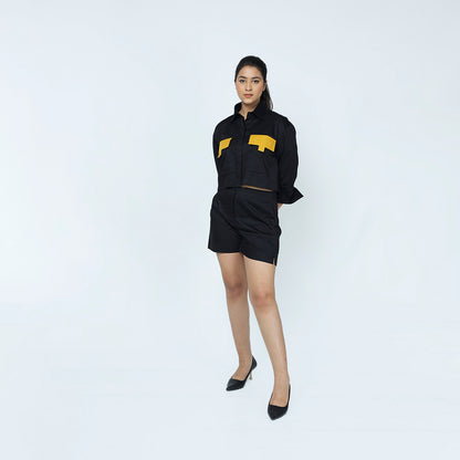Pocket Pop Co-ord Set – Black & Mustard