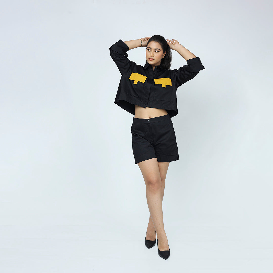 Pocket Pop Co-ord Set – Black & Mustard