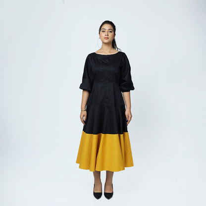 Turmeric  Colour Blocked Flare Dress