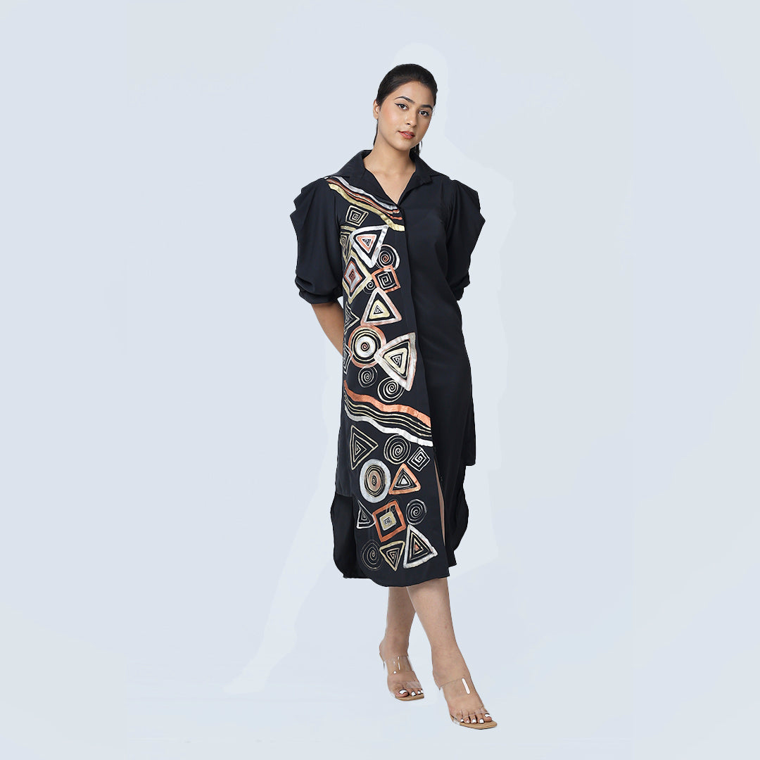 Metallic Cowl  Dress in Armani Satin