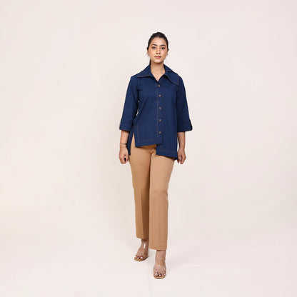 Teal Blue High-Low Shirt – Anchor Embroidery