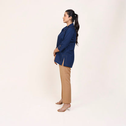 Teal Blue High-Low Shirt – Anchor Embroidery