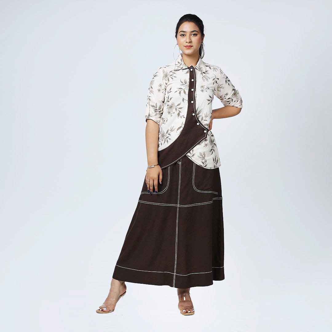 Botanical Co-ord Set – Shirt & Skirt