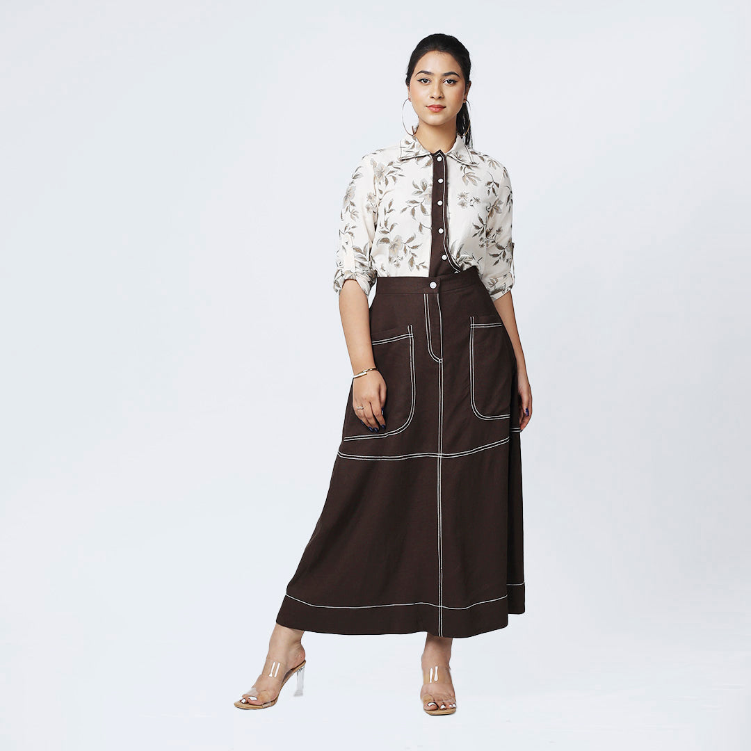 Botanical Co-ord Set – Shirt & Skirt