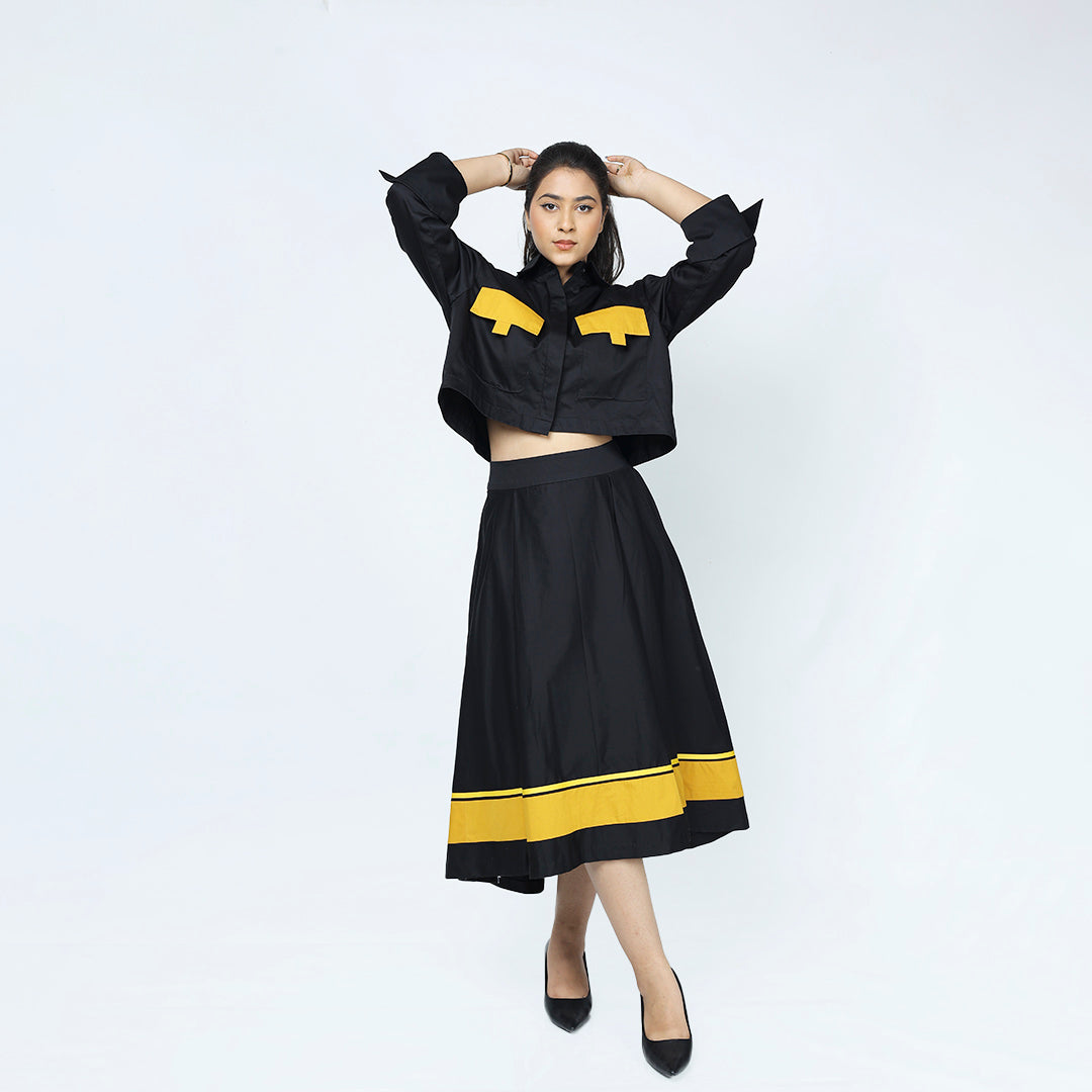 Free Flow Co-ord – Black Shirt & Skirt