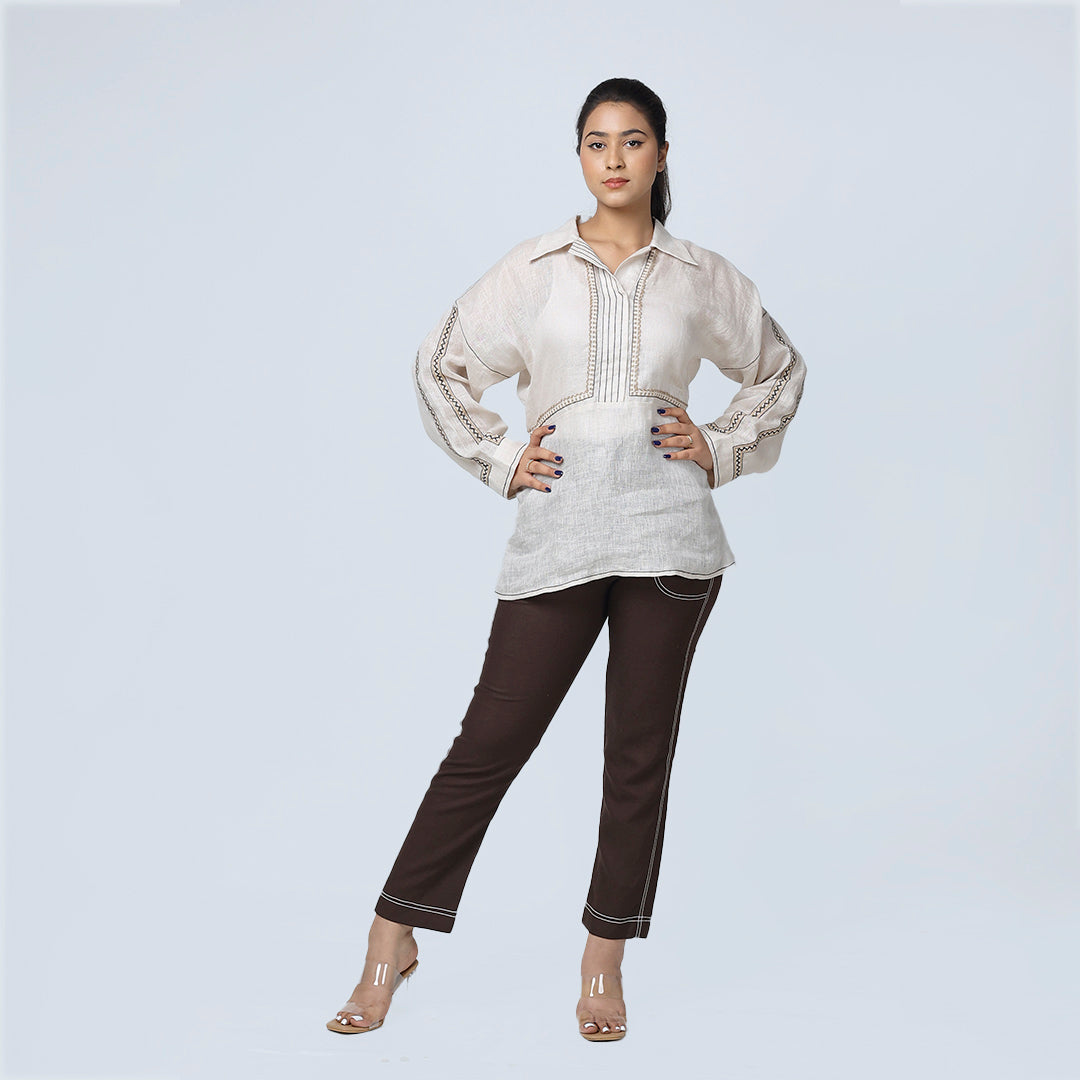 Coffee Brown Contrast Pants