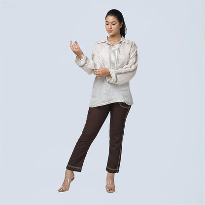 Coffee Brown Contrast Pants