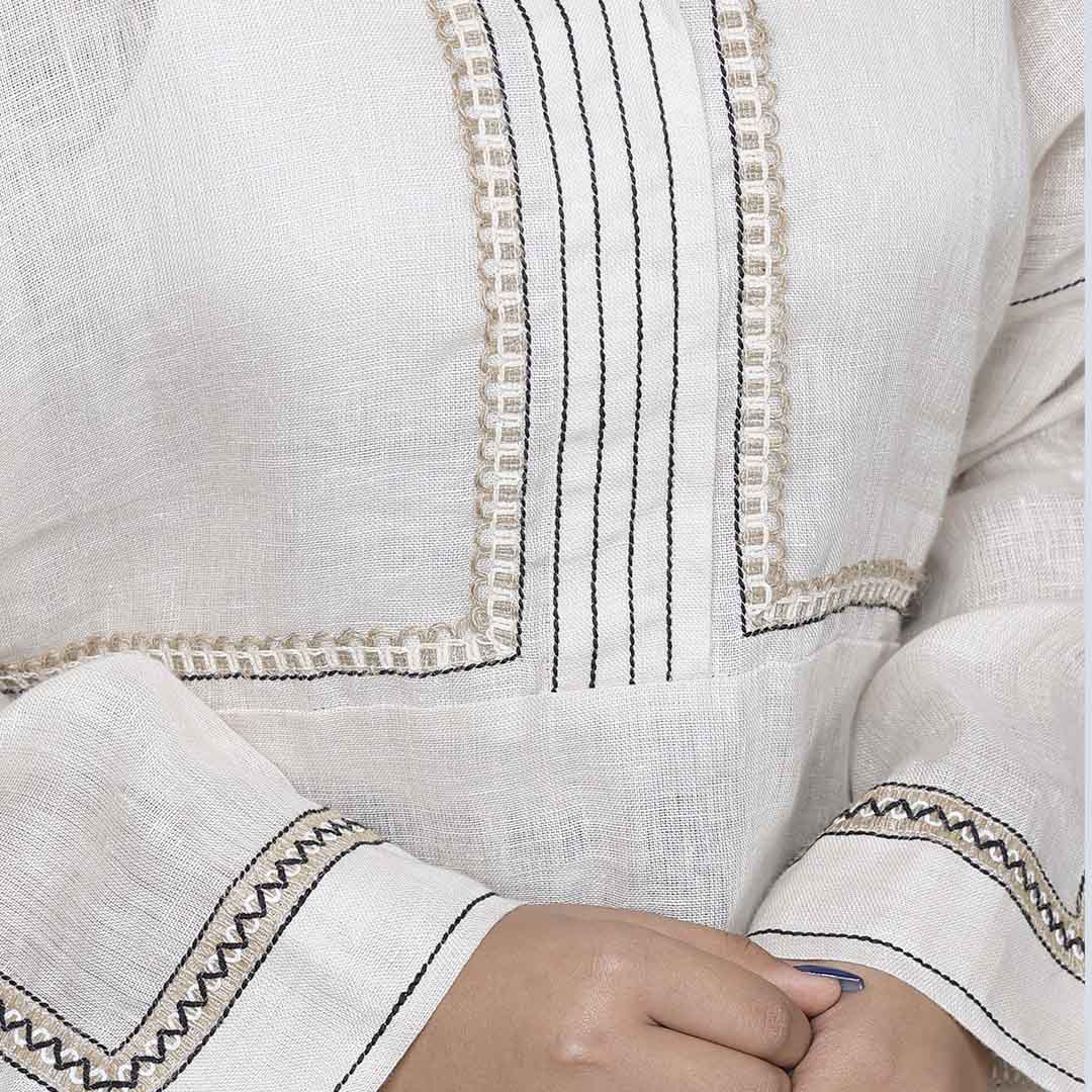 Beige Linen Shirt with Anchor Detail