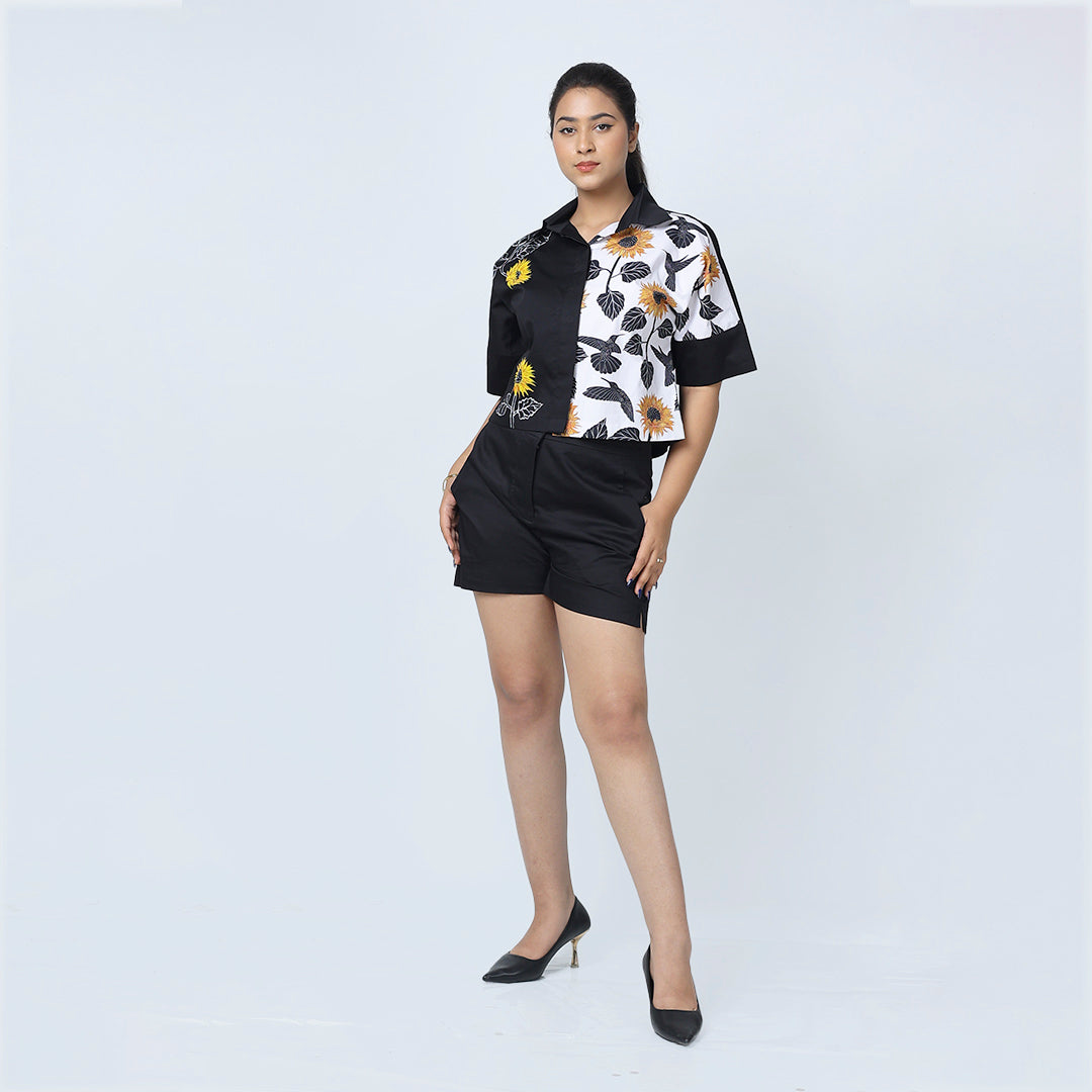 Sunflower Crop Shirt – Hand Painted