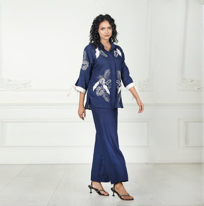 Luxe Indigo Grove Linen Co-Ord Set