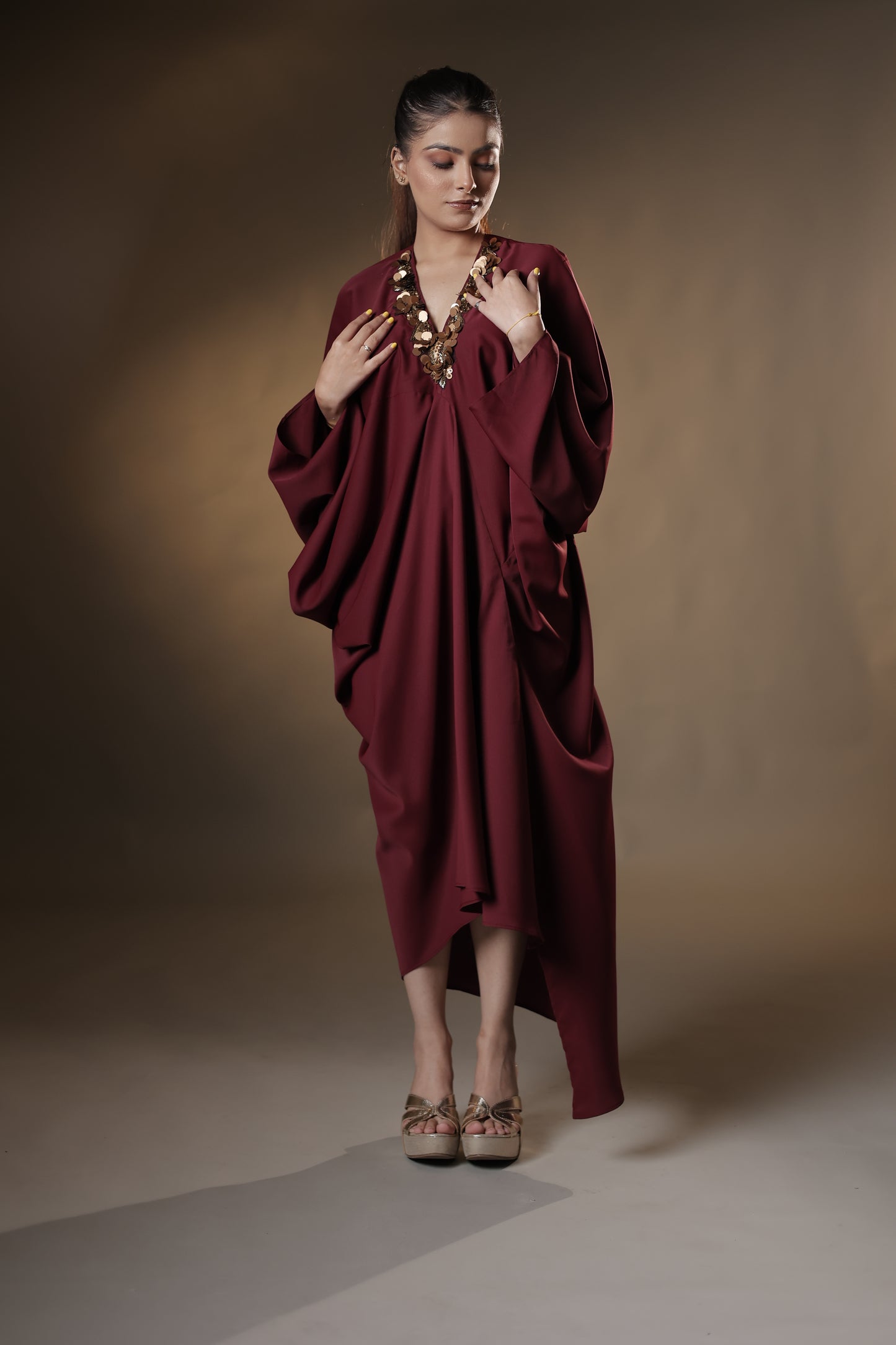 Crimson Royale Embellished Kaftan