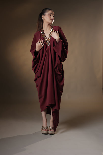 Crimson Royale Embellished Kaftan
