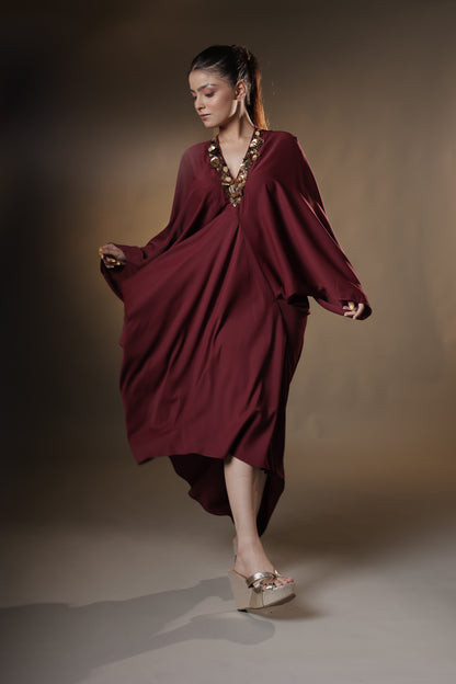 Crimson Royale Embellished Kaftan