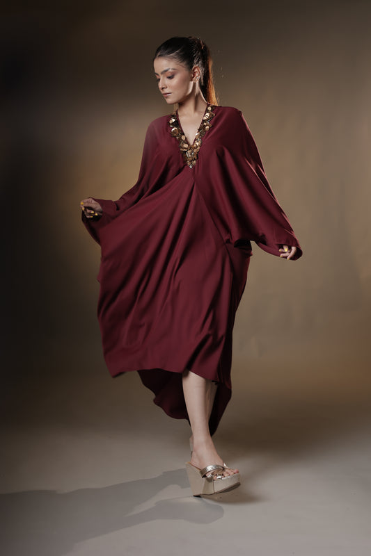 Crimson Royale Embellished Kaftan