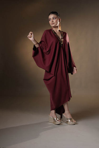 Crimson Royale Embellished Kaftan