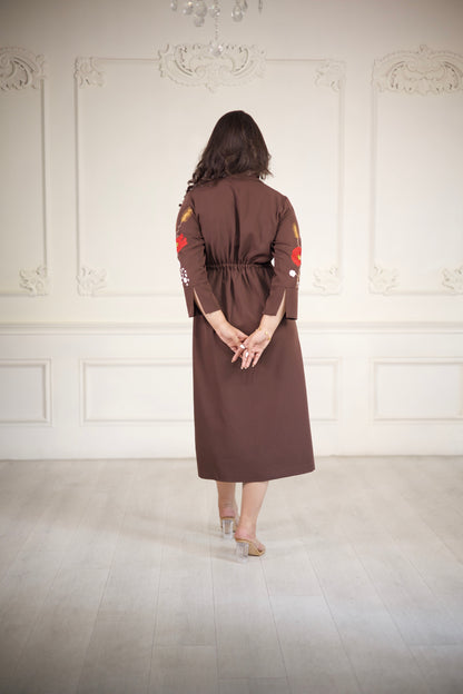 Brown Midi Jacket Dress