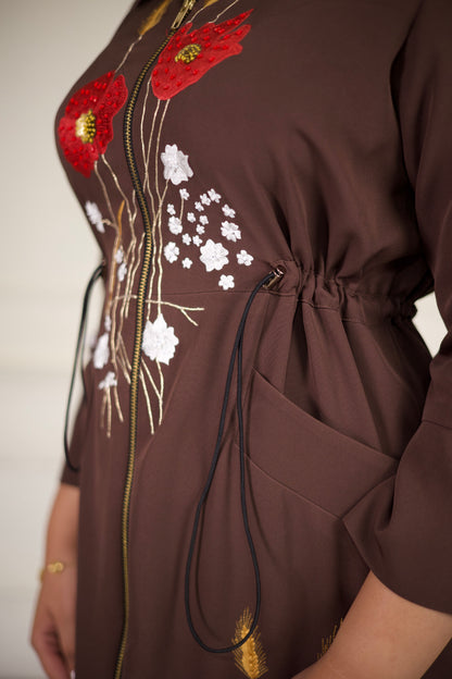 Brown Midi Jacket Dress