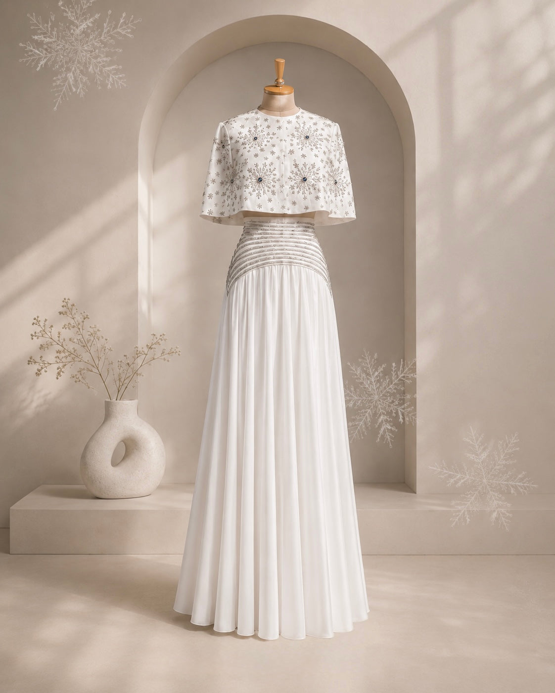 The Élan Snowfall Embroidered Two-Piece Gown